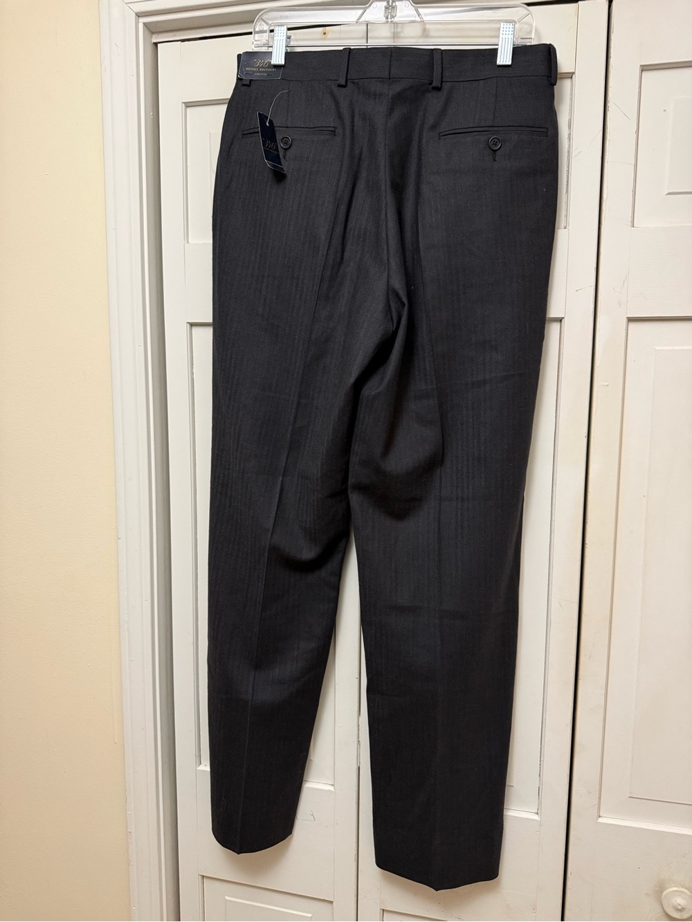 Brooks Brothers "346" stretch wool dress pants 33x33 charcoal grey herringbone